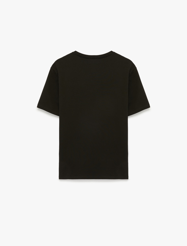  Regular Fit Kısa Kollu Bisiklet Yaka Baskılı Spor Tişört