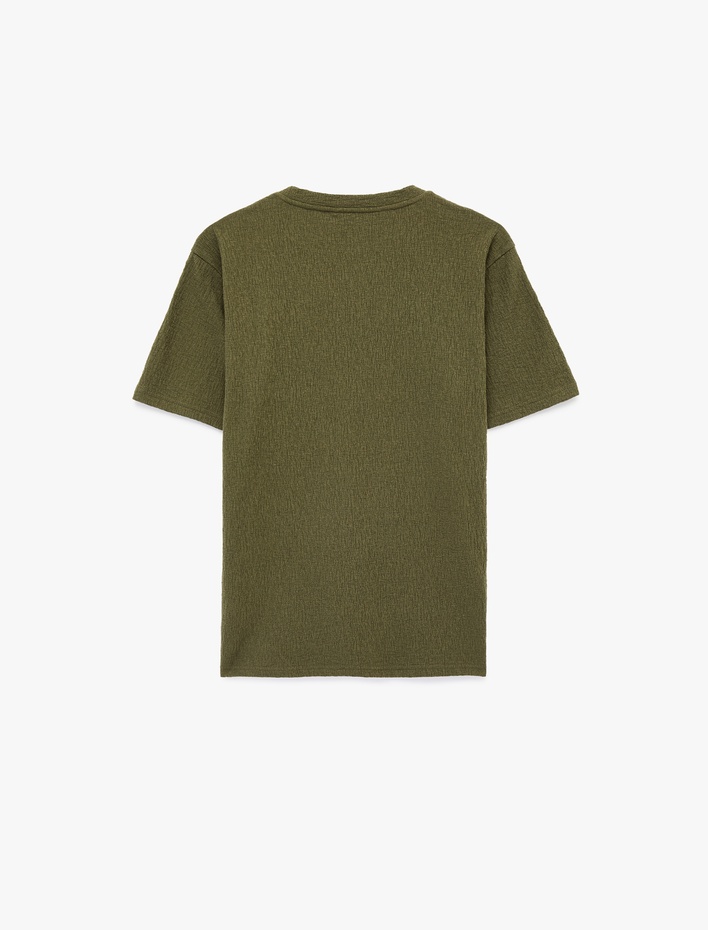  Kısa Kollu Dokulu Bisiklet Yaka Slim Fit Tişört