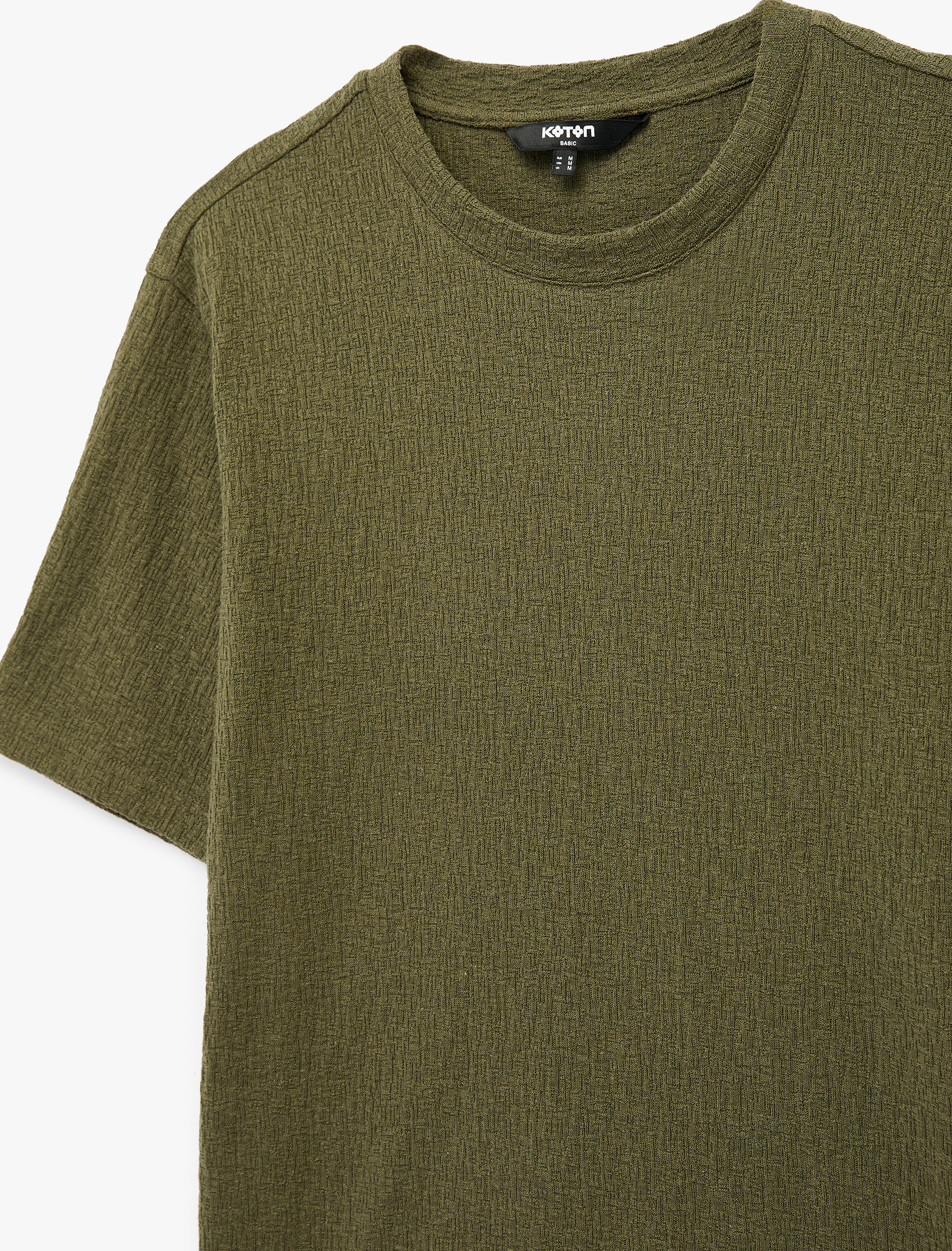   Kısa Kollu Dokulu Bisiklet Yaka Slim Fit Tişört