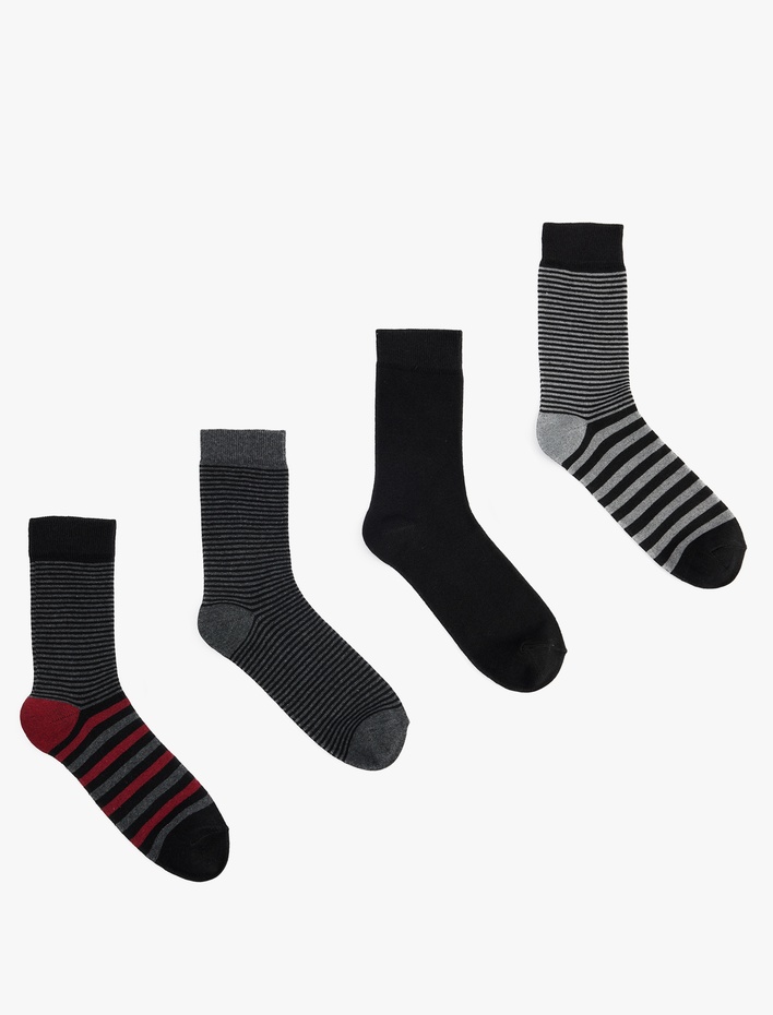 Erkek Çizgili 4'lü Soket Çorap Seti