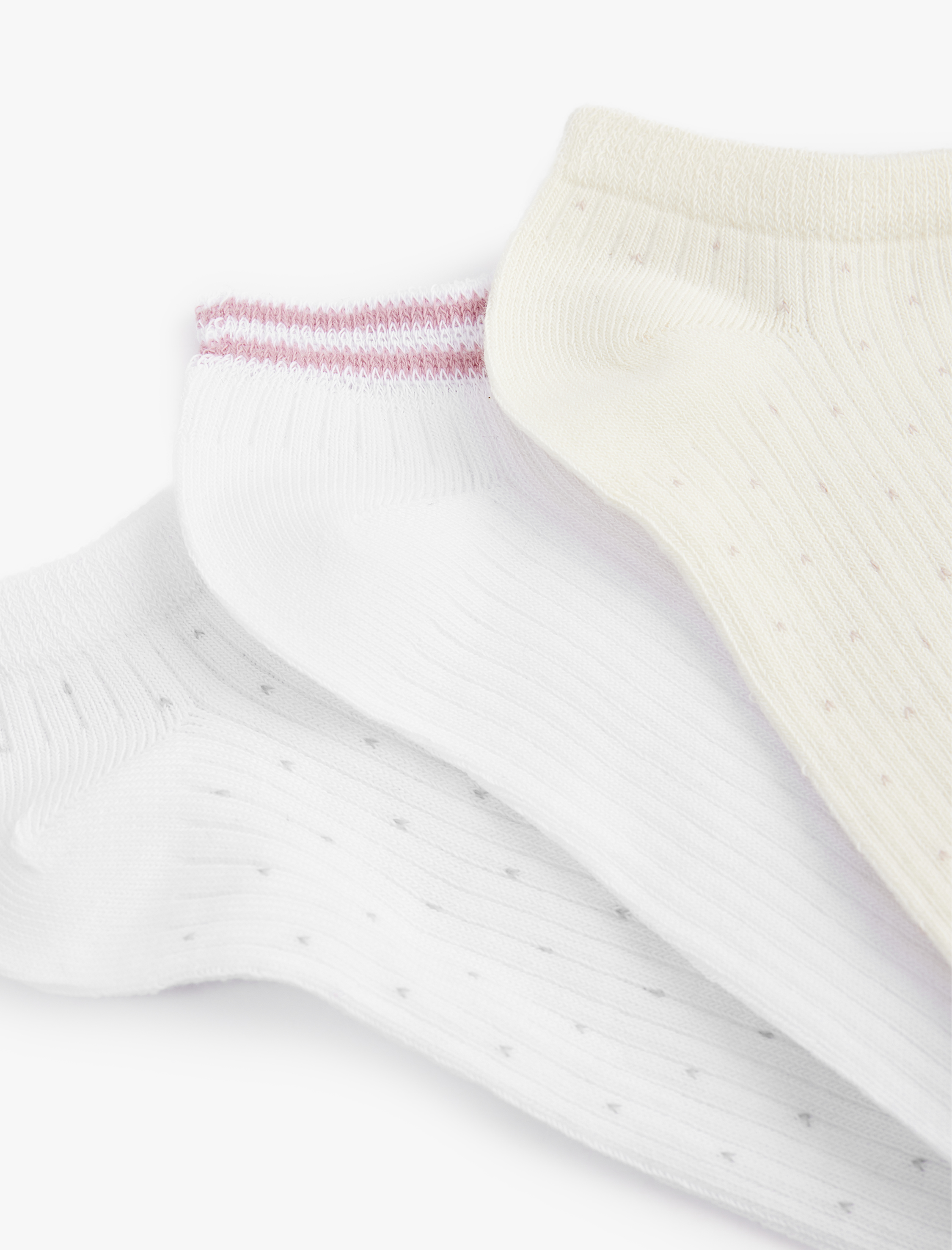  Kadın 3'lü Pamuklu Desenli Patik Çorap Seti