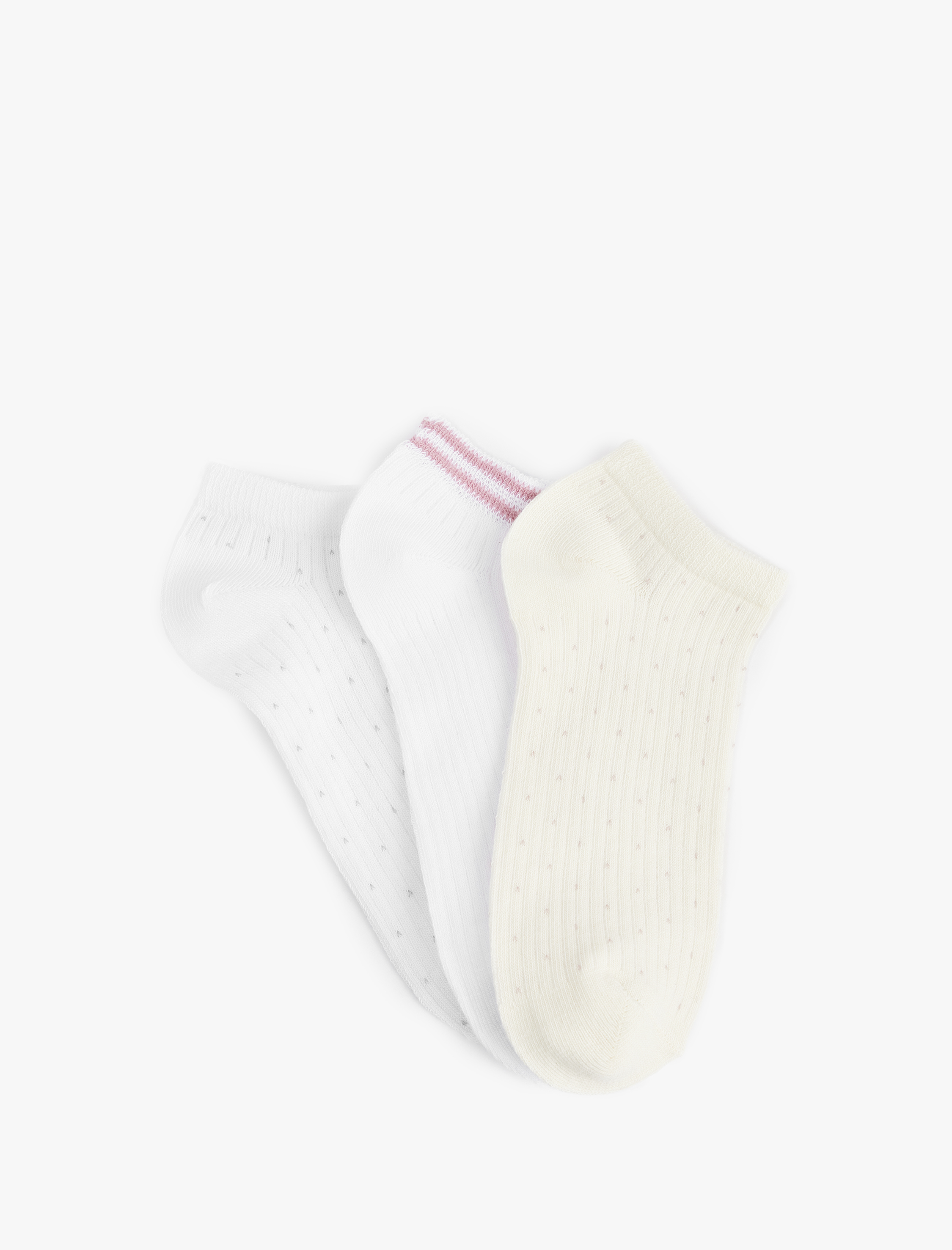  Kadın 3'lü Pamuklu Desenli Patik Çorap Seti