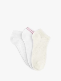 3'lü Pamuklu Desenli Patik Çorap Seti