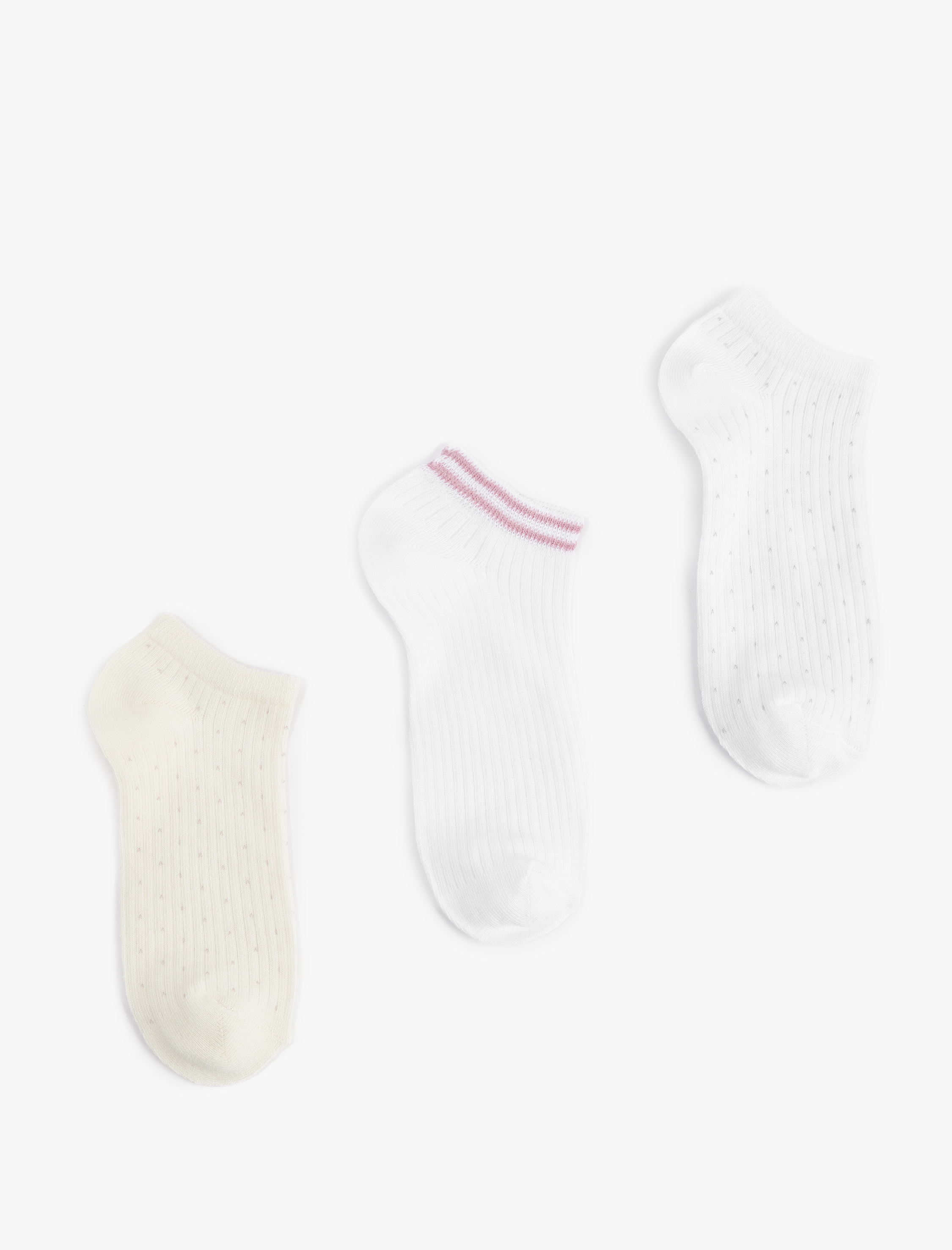  Kadın 3'lü Pamuklu Desenli Patik Çorap Seti