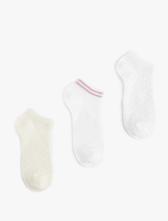 Kadın 3'lü Pamuklu Desenli Patik Çorap Seti