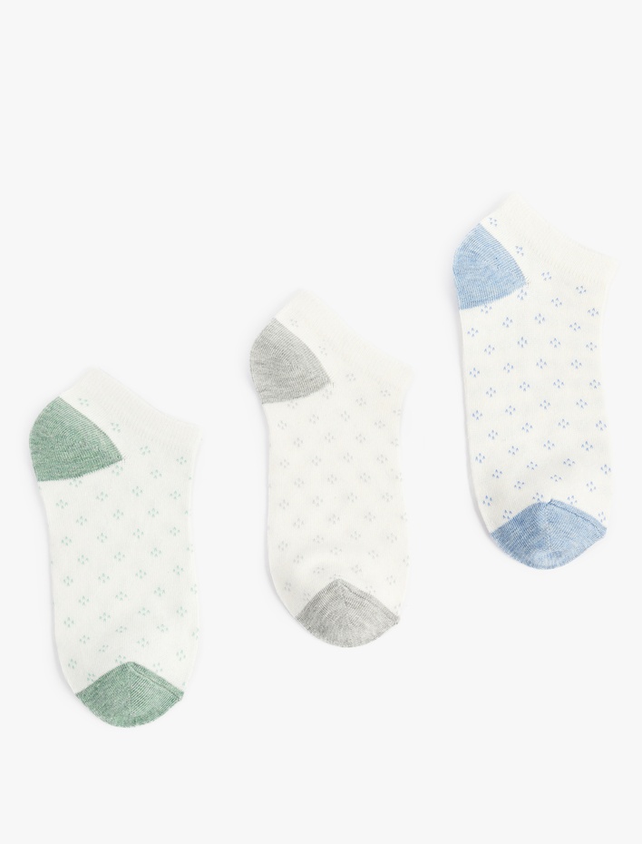 Kadın 3'lü Çok Renkli Patik Çorap Seti