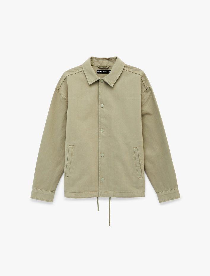  Pamuklu Cepli Uzun Kollu Gömlek Yaka Jean Ceket