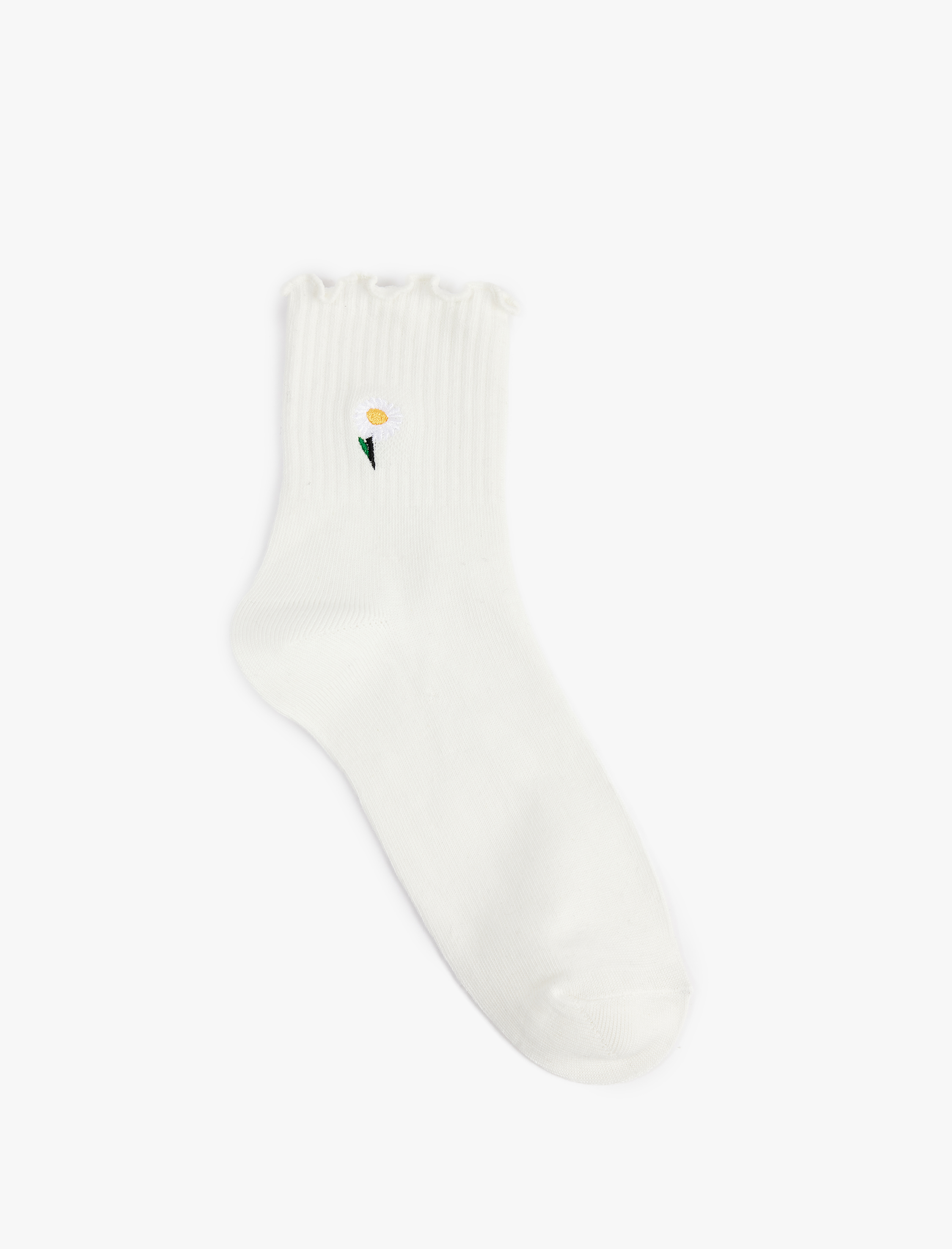  Kadın Fırfırlı Papatya Nakışlı Soket Çorap