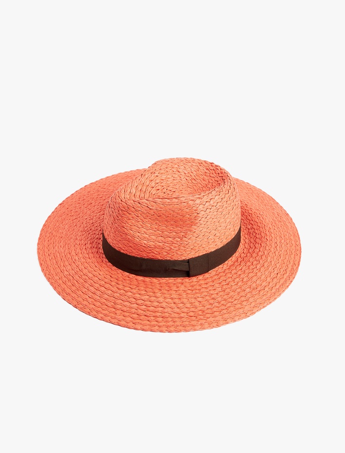 Kadın Bant Detaylı Hasır Şapka