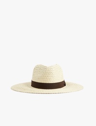 Bant Detaylı Hasır Şapka
