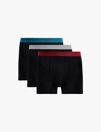 Pamuklu Çok Renkli Bel Detaylı 3'lü Boxer Seti