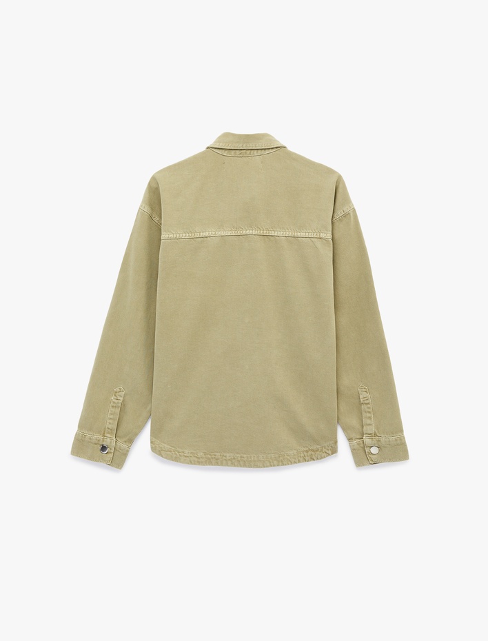  Rahat Kalıp Klasik Yaka Cep Detaylı Düğmeli Uzun Kollu Shacket