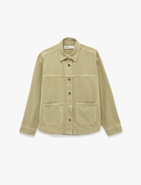 Rahat Kalıp Klasik Yaka Cep Detaylı Düğmeli Uzun Kollu Shacket