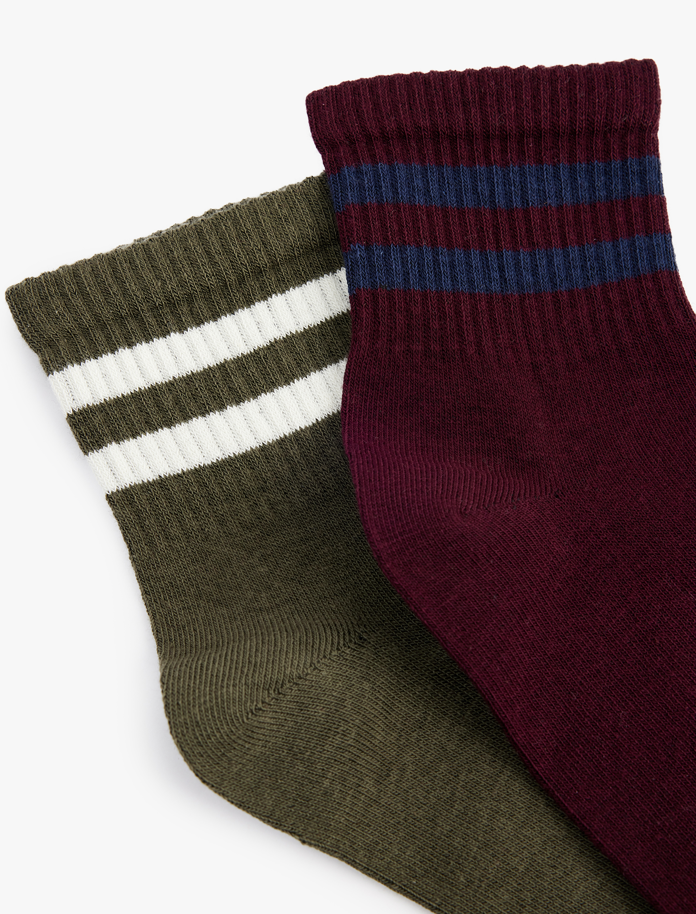  Erkek Çizgili Pamuklu 2'li Çorap Seti