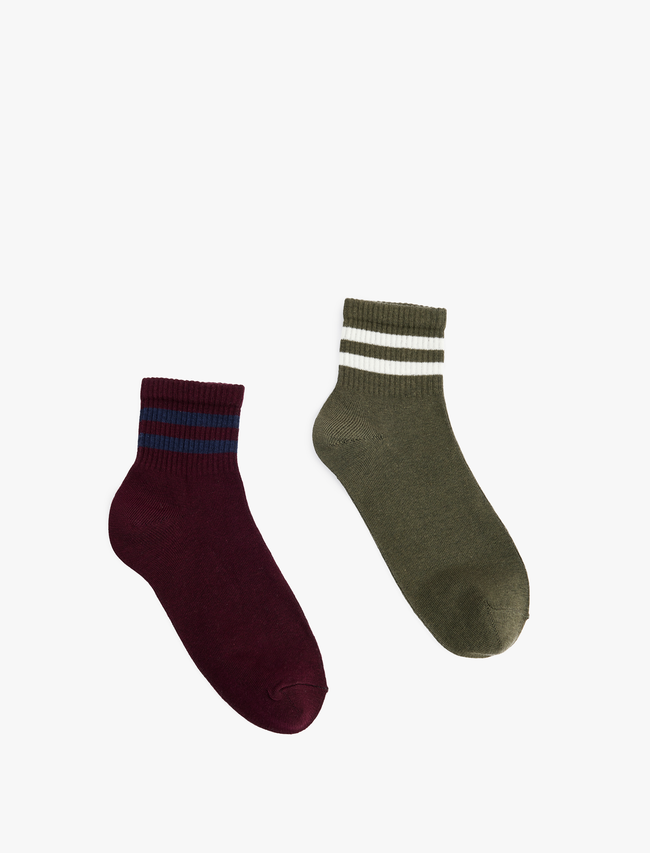 Erkek Çizgili Pamuklu 2'li Çorap Seti