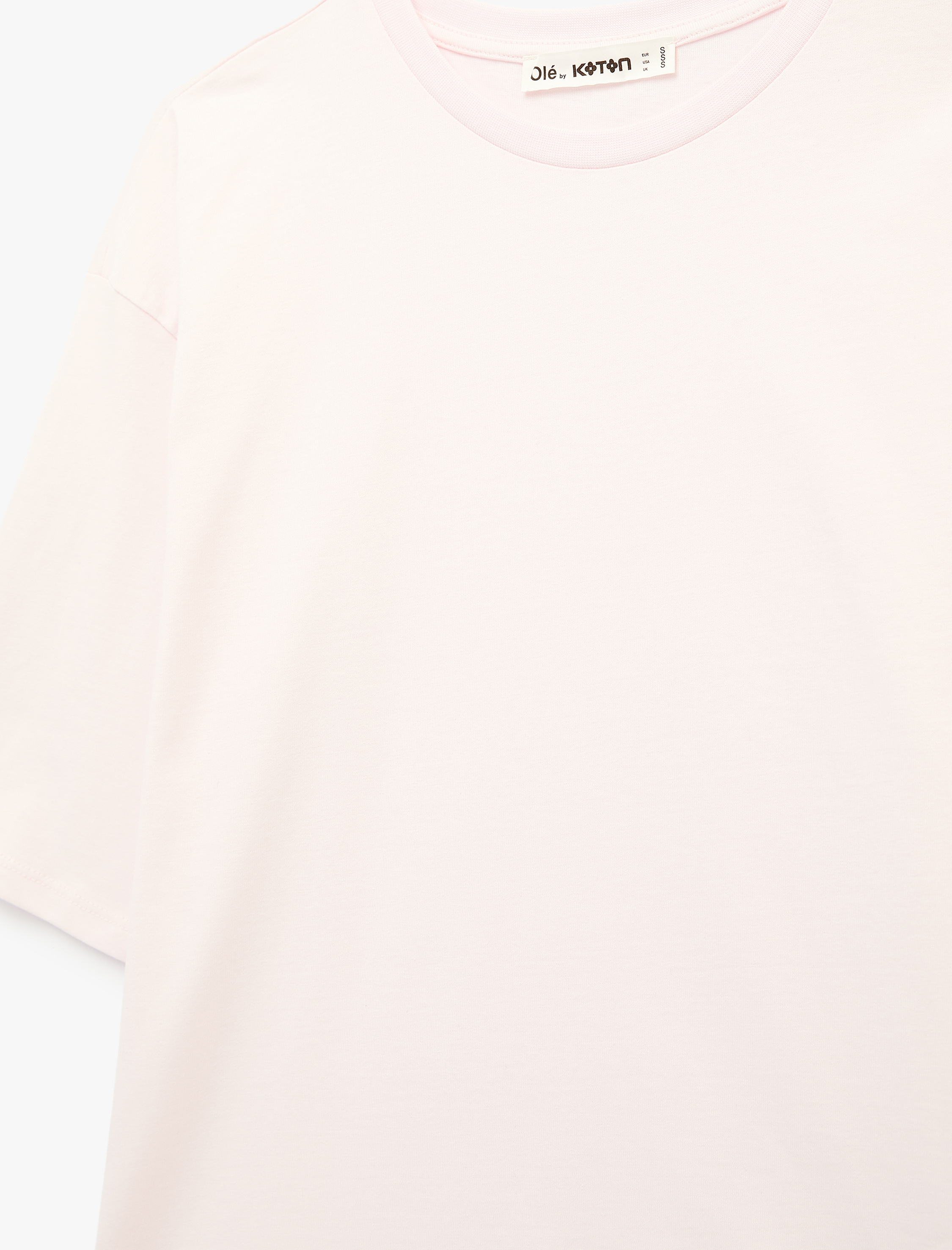   Regular Fit Kısa Kollu Bisiklet Yaka Asimetrik Dantel Detaylı Tişört