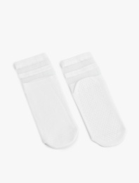 Pamuklu Çizgili Kaydırmaz Taban Detaylı Soket Yoga Çorabı