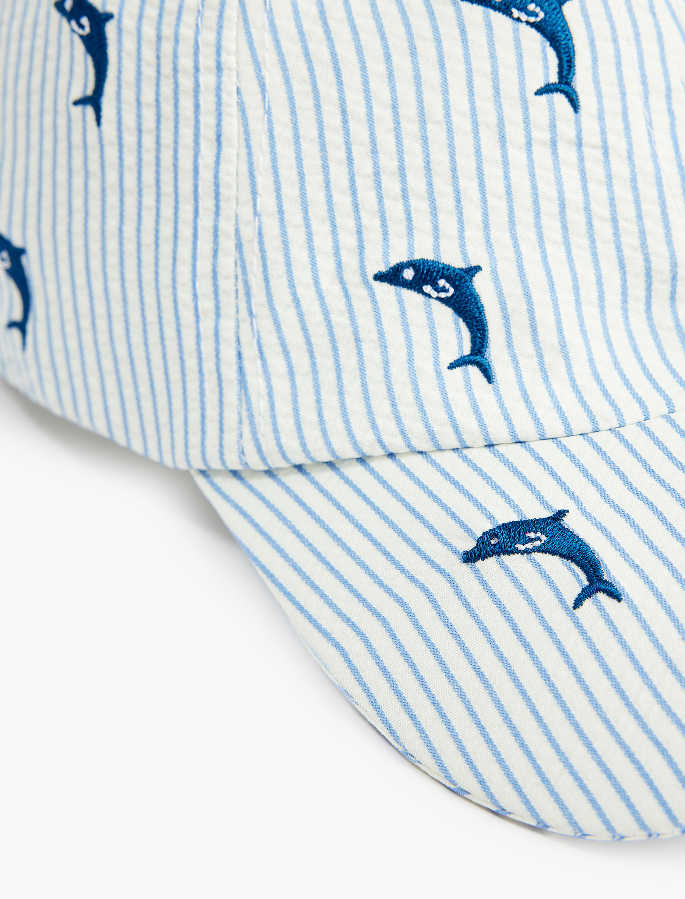  Erkek Çocuk Yunus İşleme Detaylı Çizgili Kep Şapka