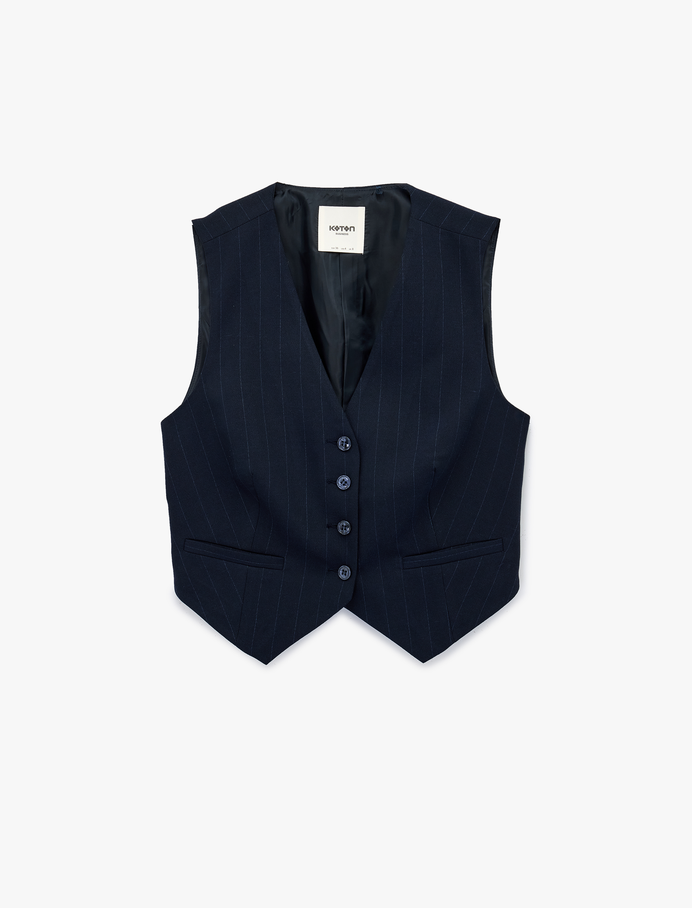   Regular Fit Kolsuz Düğmeli Koyun Yünü Karışımlı Cepli V Yaka Yelek