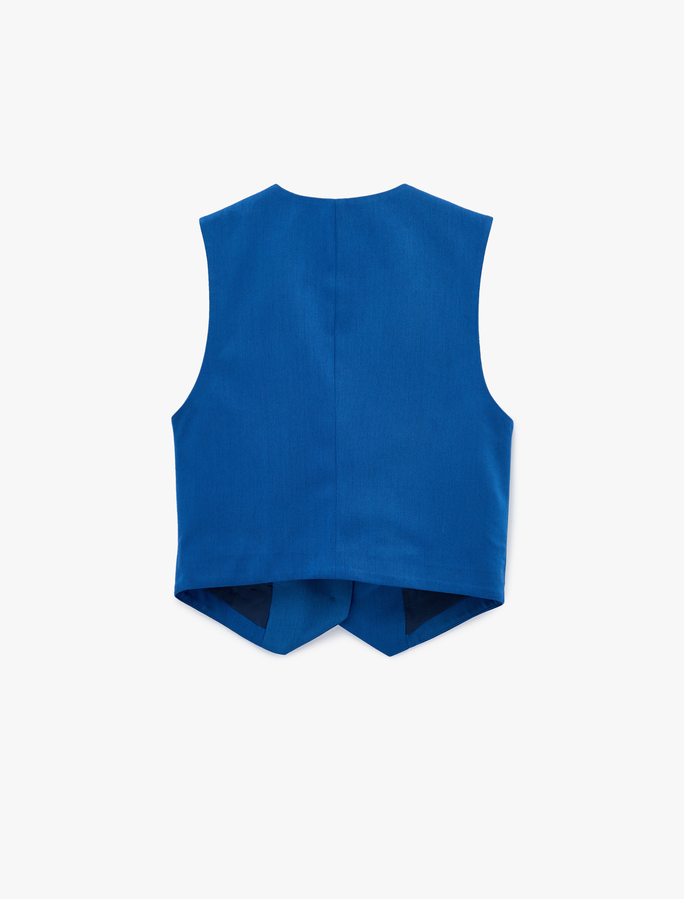   Kolsuz Viskon Karışımlı Düğmeli Cepli V Yaka Yelek