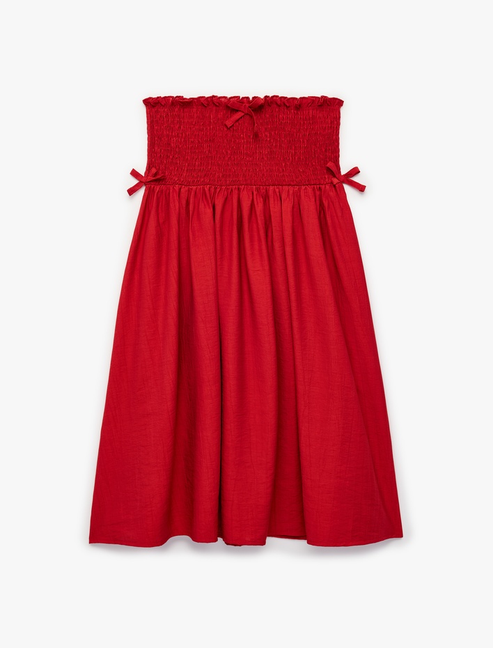 Kız Çocuk Viskon Bol Kalıp Fiyonk Detaylı Gipeli A Kesim Etek