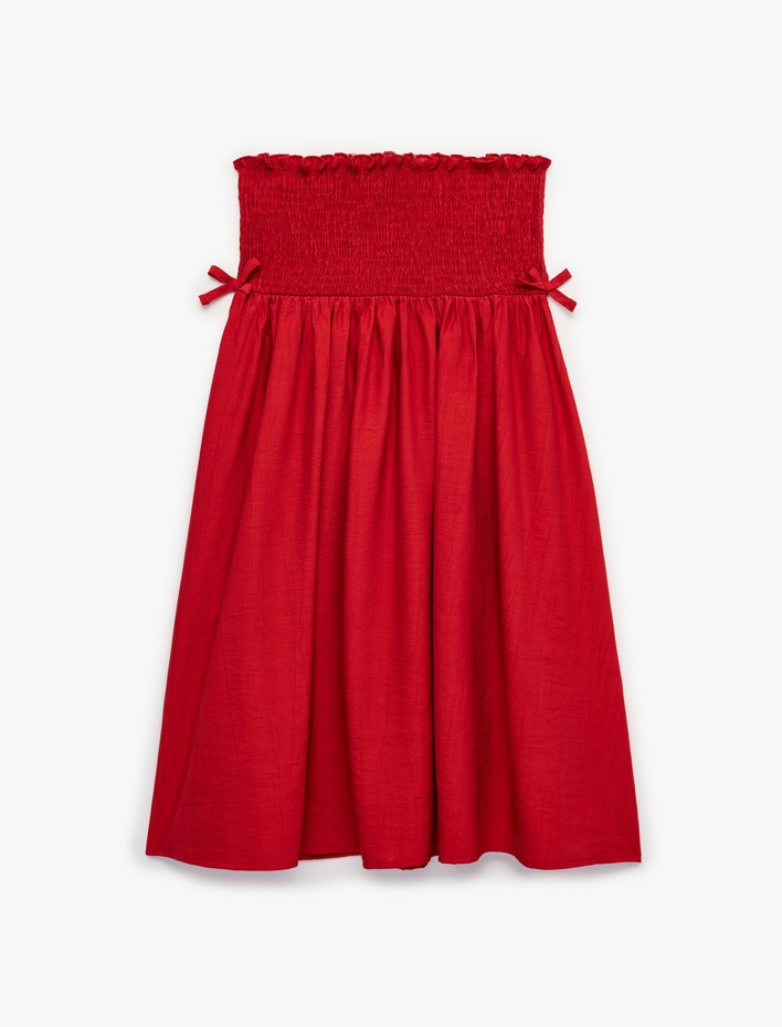 Kız Çocuk Viskon Bol Kalıp Fiyonk Detaylı Gipeli A Kesim Etek