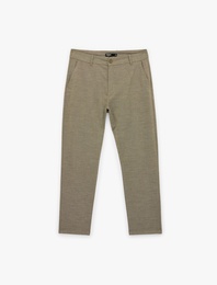 Cepli Viskon Karışımlı Düğmeli Slim Fit Kumaş Pantolon