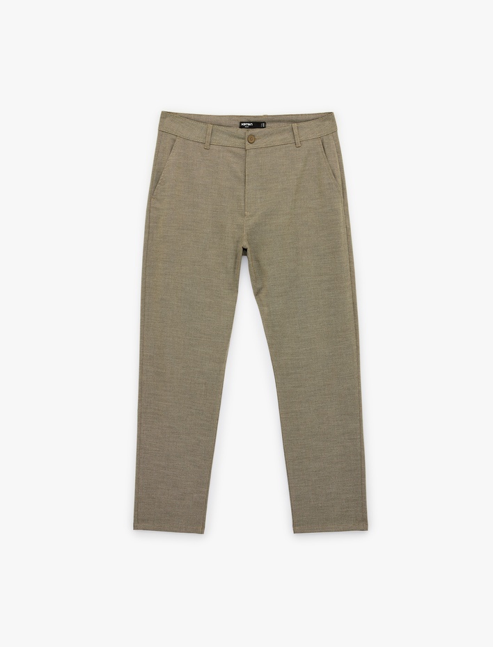  Cepli Viskon Karışımlı Düğmeli Slim Fit Kumaş Pantolon