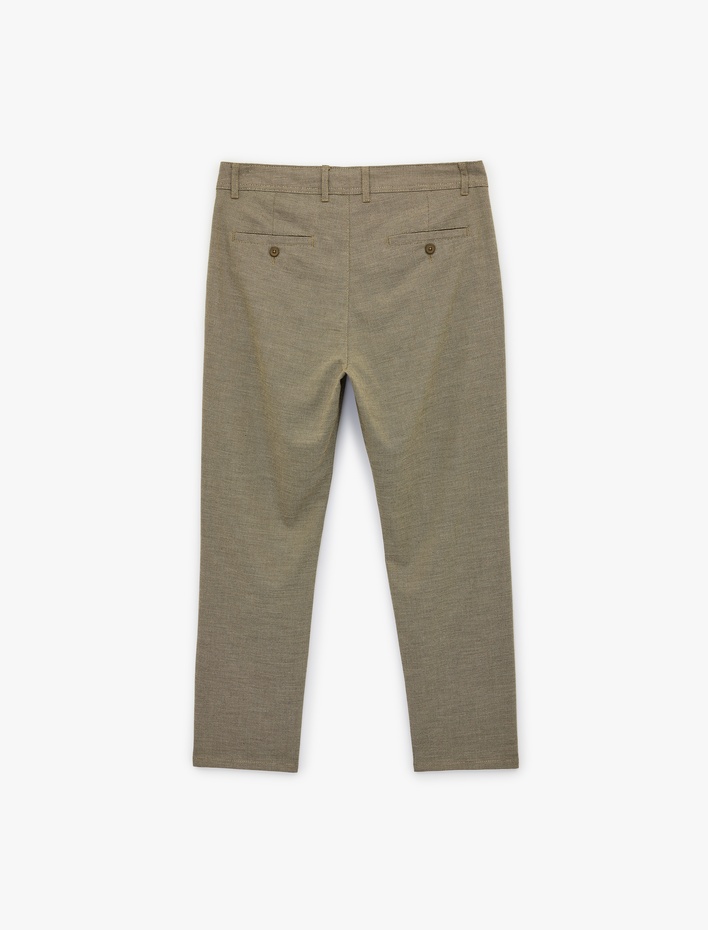  Cepli Viskon Karışımlı Düğmeli Slim Fit Kumaş Pantolon