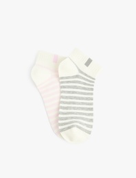 Pamuklu Çizgili 2'li Patik Çorap Seti