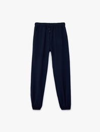 Beli Bağcıklı Viskon Karışımlı Jogger Pantolon