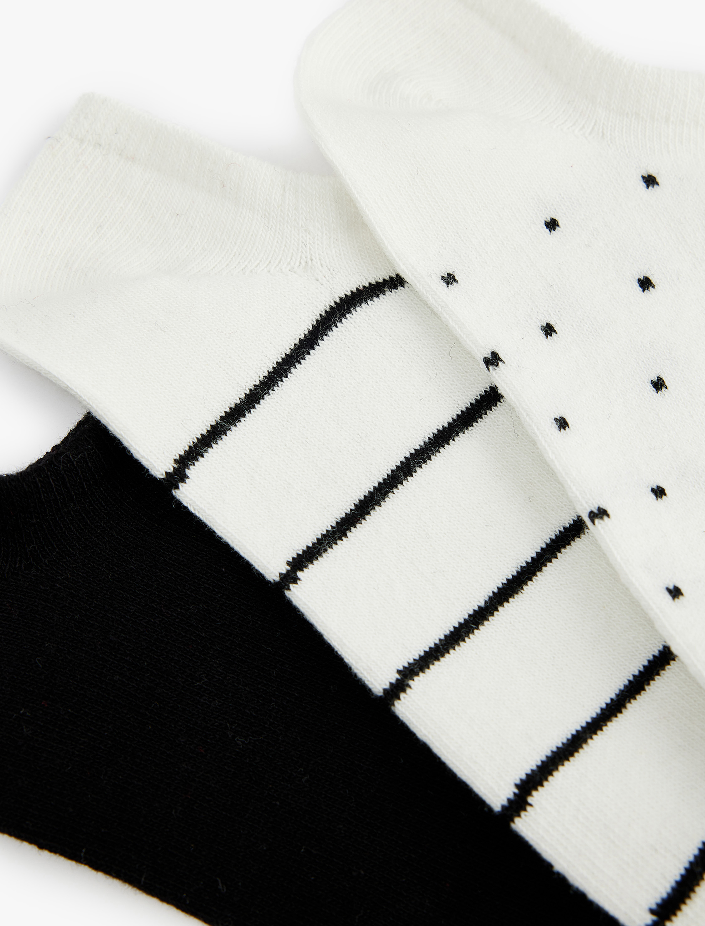  Kadın Desenli Pamuklu 3'lü Görünmez Çorap Seti