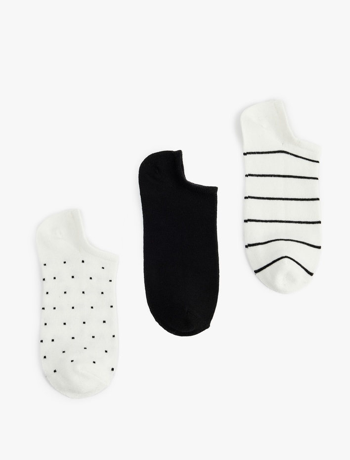 Kadın Desenli Pamuklu 3'lü Görünmez Çorap Seti