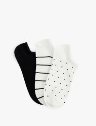 Desenli Pamuklu 3'lü Görünmez Çorap Seti