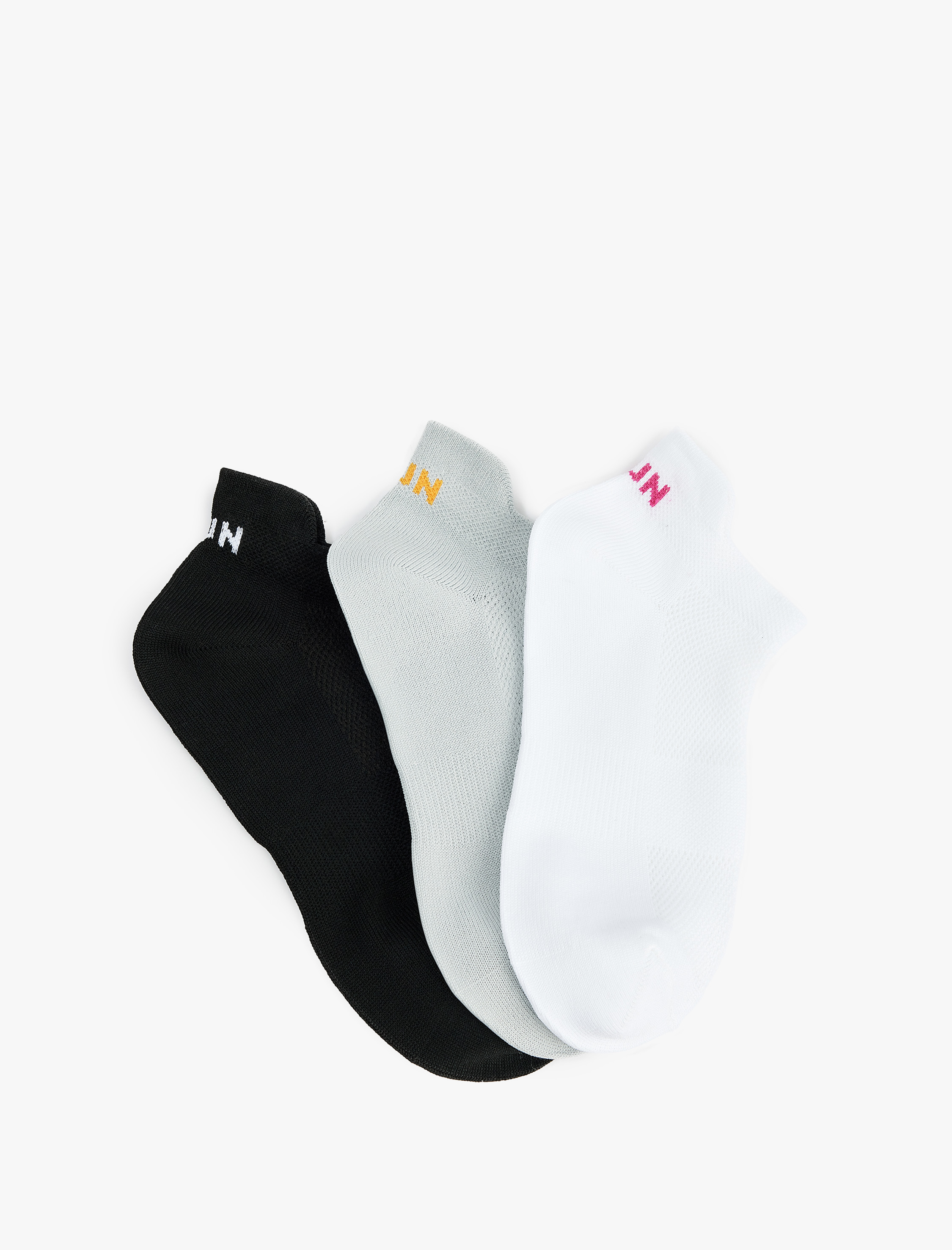  Kadın Baskılı 3'lü Patik Spor Çorap Seti