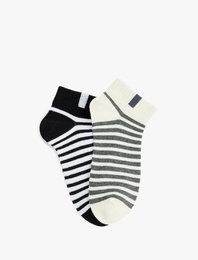 Pamuklu Çizgili 2'li Patik Çorap Seti