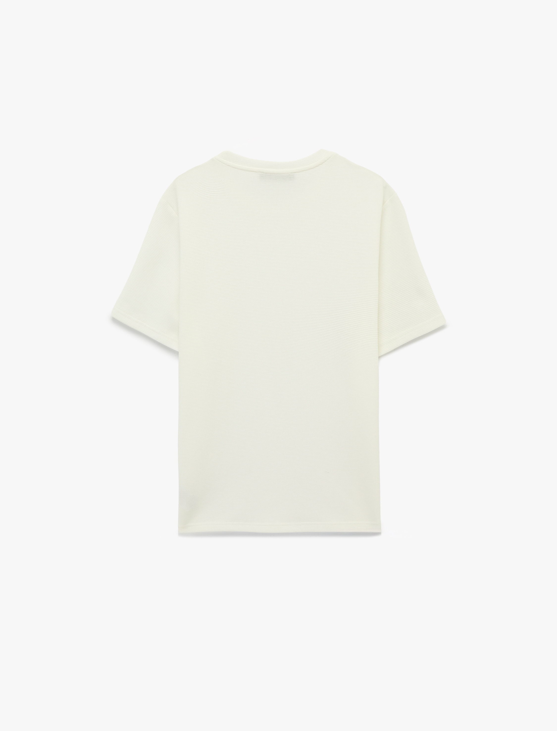   Regular Fit Kısa Kollu Pamuklu Waffle Dokulu Bisiklet Yaka Tişört