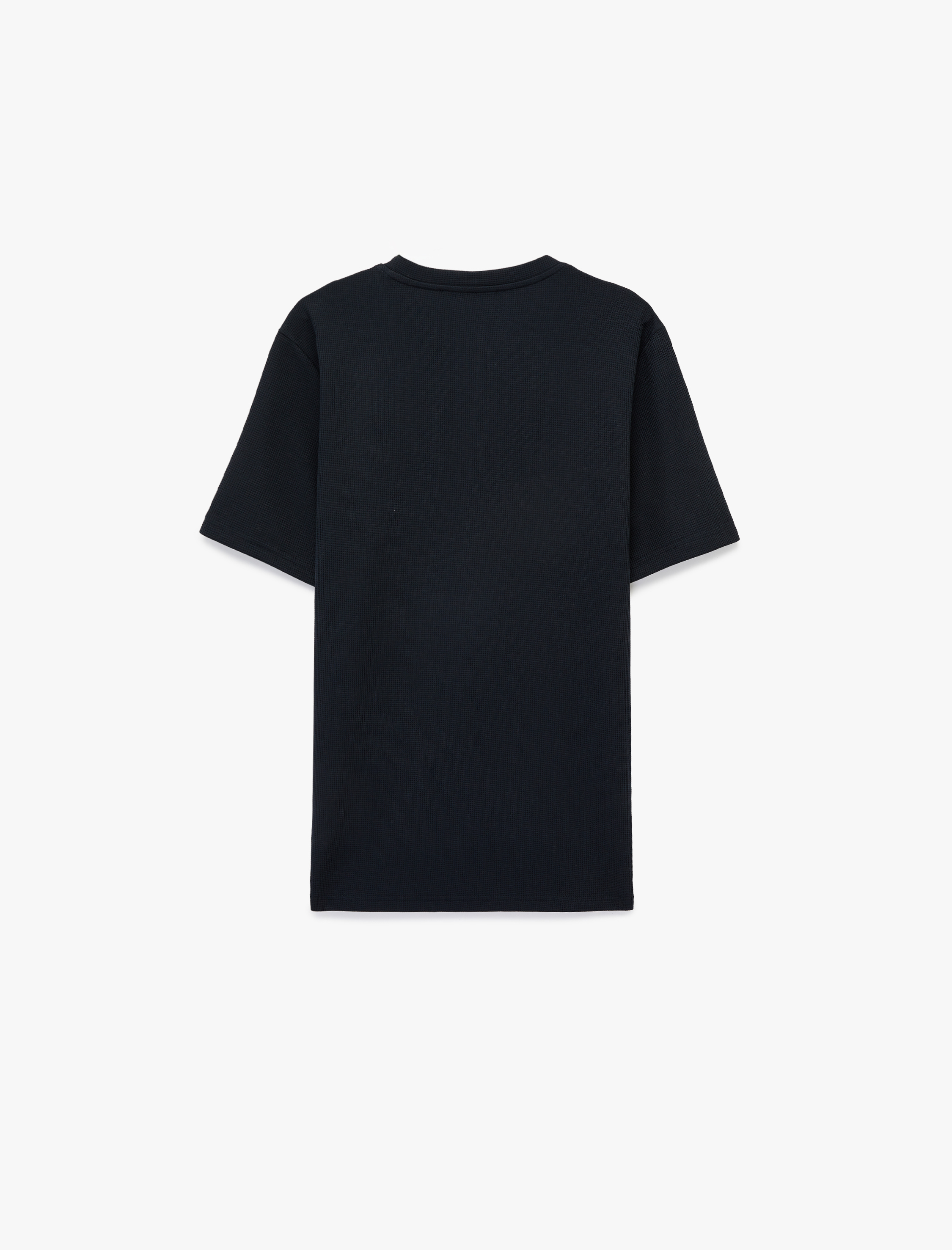   Regular Fit Kısa Kollu Pamuklu Waffle Dokulu Bisiklet Yaka Tişört