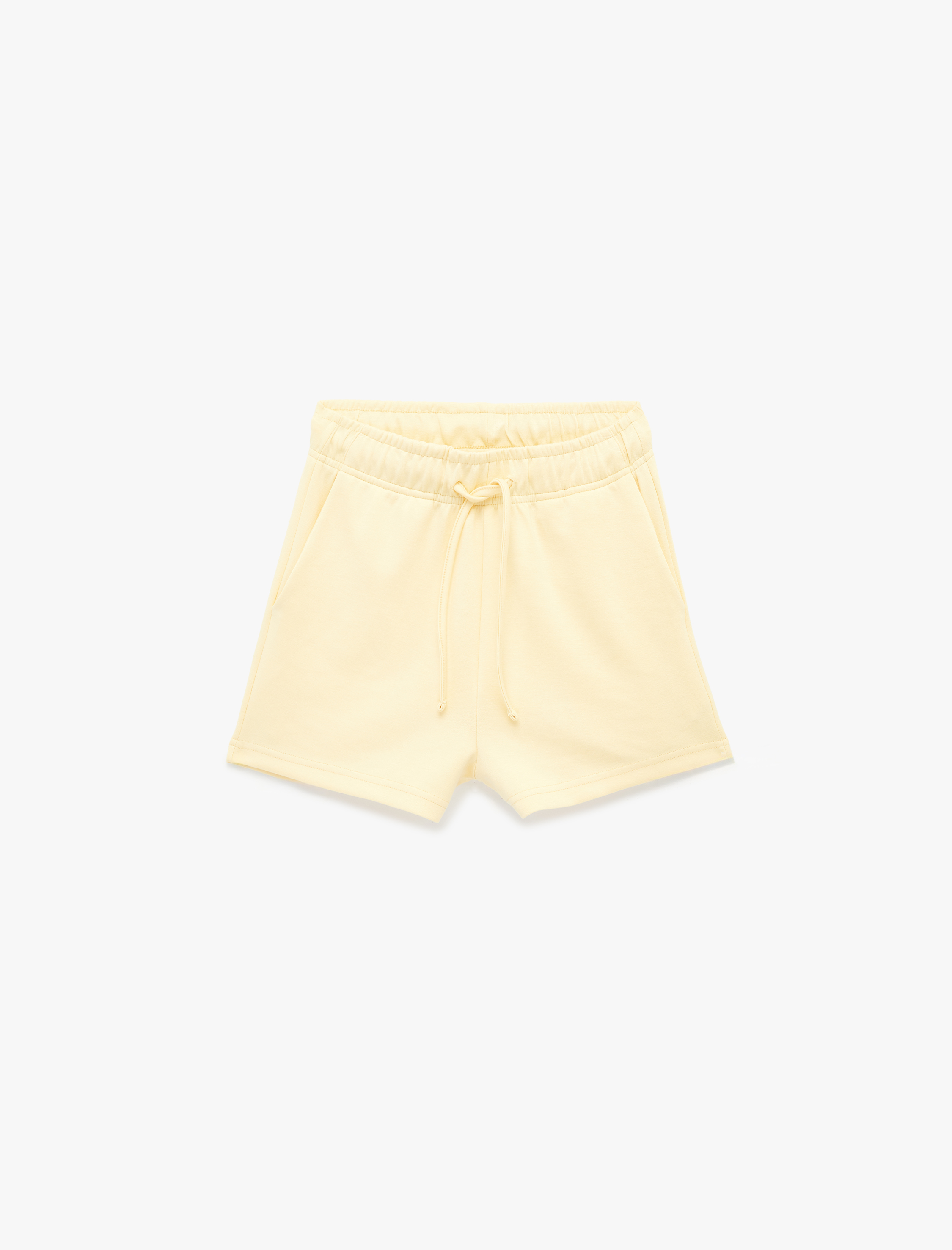   Yüksek Bel Bağcıklı Viskon Karışımlı Rahat Kalıp Mini Şort