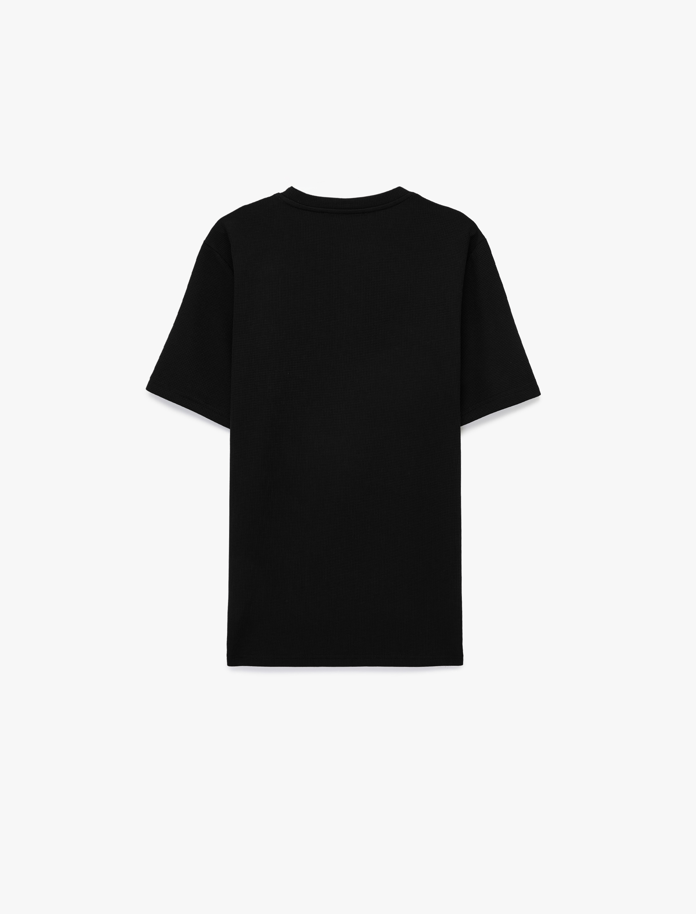   Regular Fit Kısa Kollu Pamuklu Waffle Dokulu Bisiklet Yaka Tişört