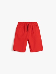 Beli Bağlamalı Cep Detaylı Pamuklu Basic Şort