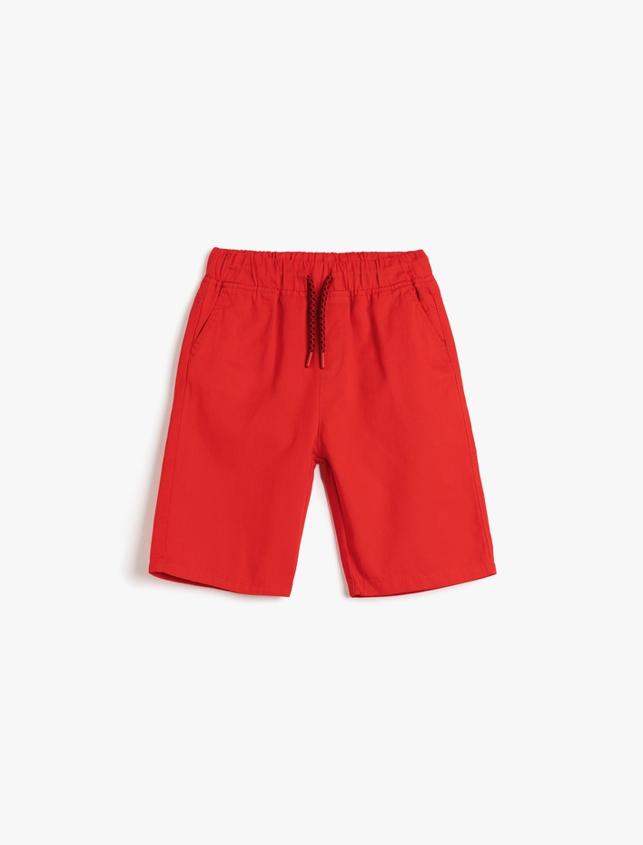 Erkek Çocuk Beli Bağlamalı Cep Detaylı Pamuklu Basic Şort