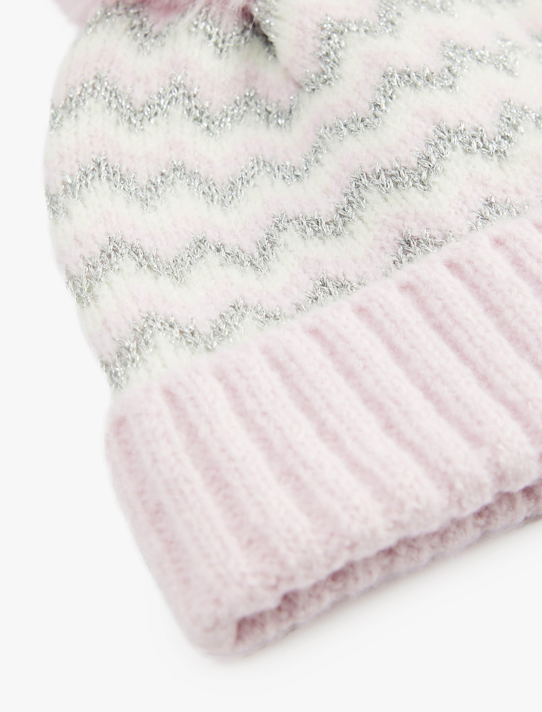  Kız Çocuk Ponponlu Desenli Triko Bere