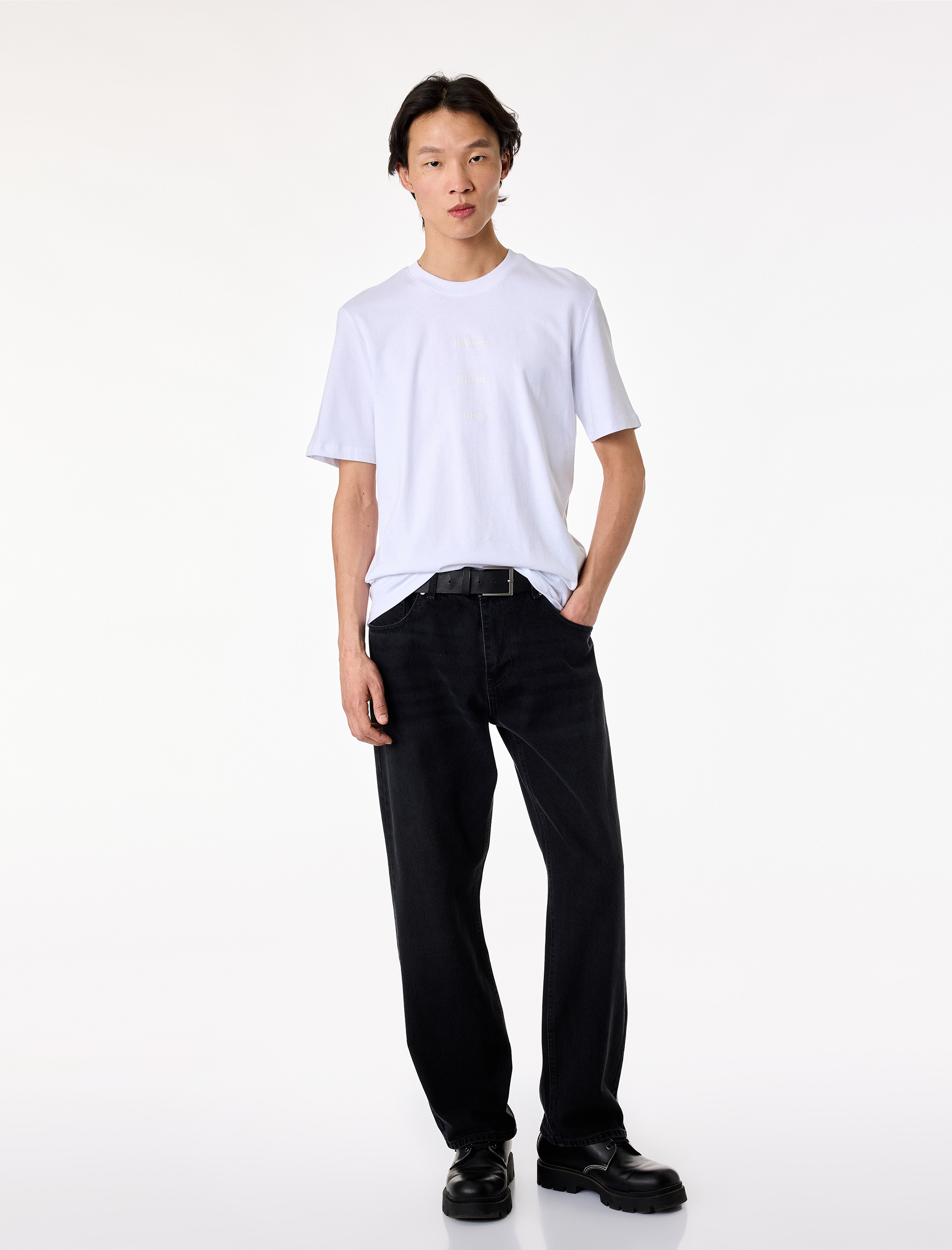   Regular Fit Bisiklet Yaka Pamuklu Baskılı Kısa Kollu Tişört