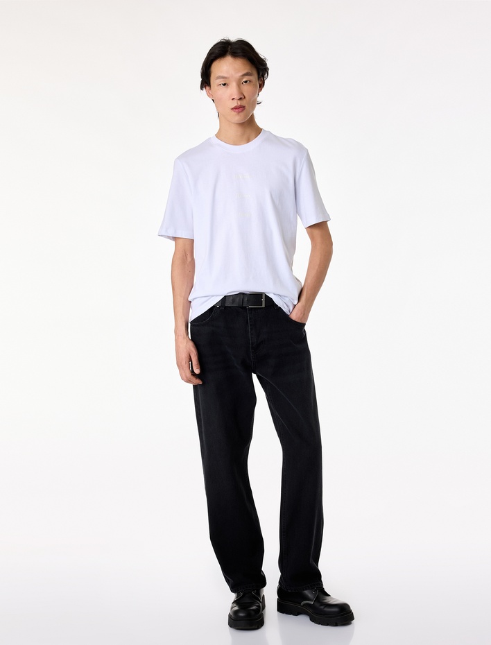  Regular Fit Bisiklet Yaka Pamuklu Baskılı Kısa Kollu Tişört