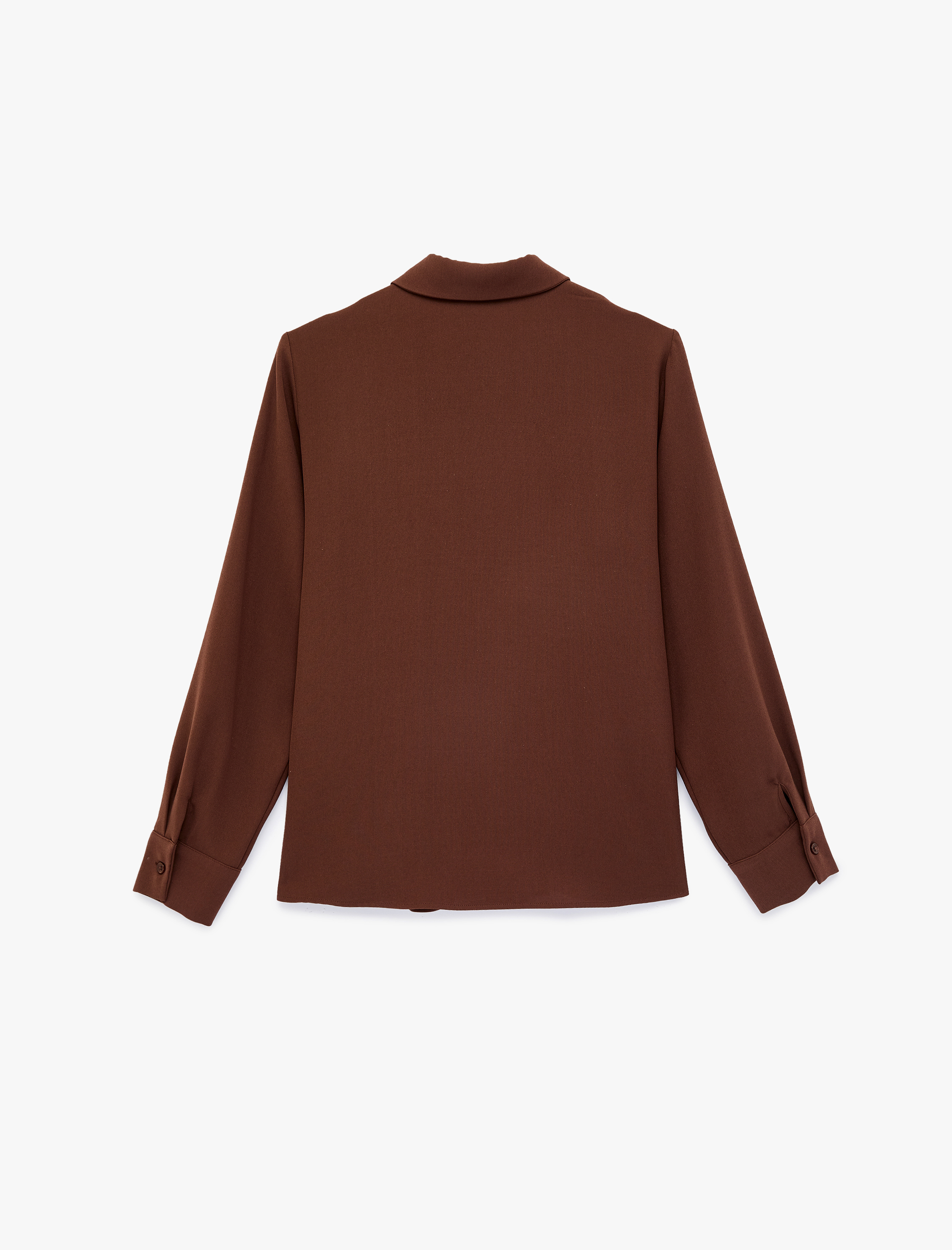   Regular Fit Uzun Kollu Düğmeli Klasik Yaka Volanlı Gömlek