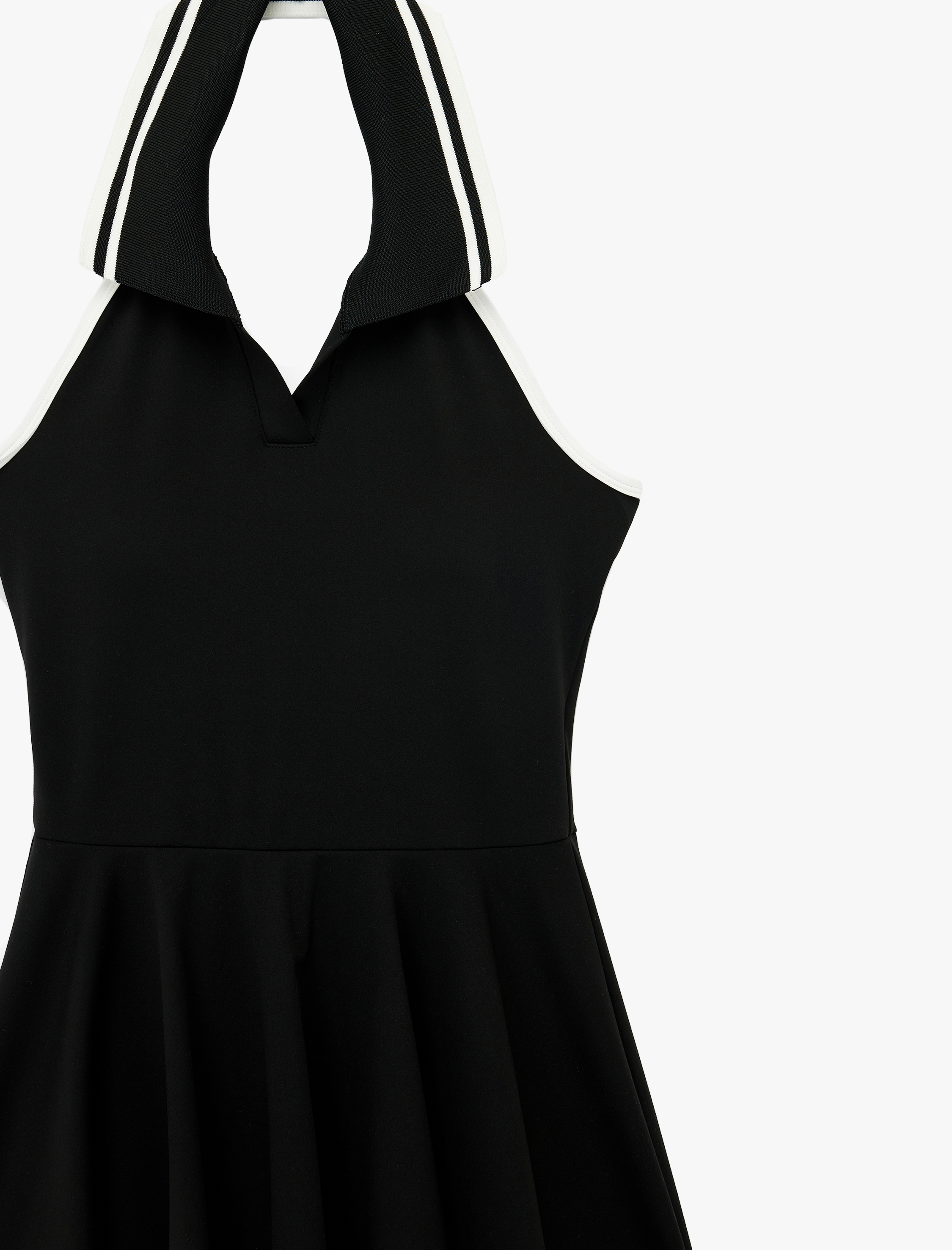   Pileli Kolsuz Slim Fit Polo Yaka Elbise