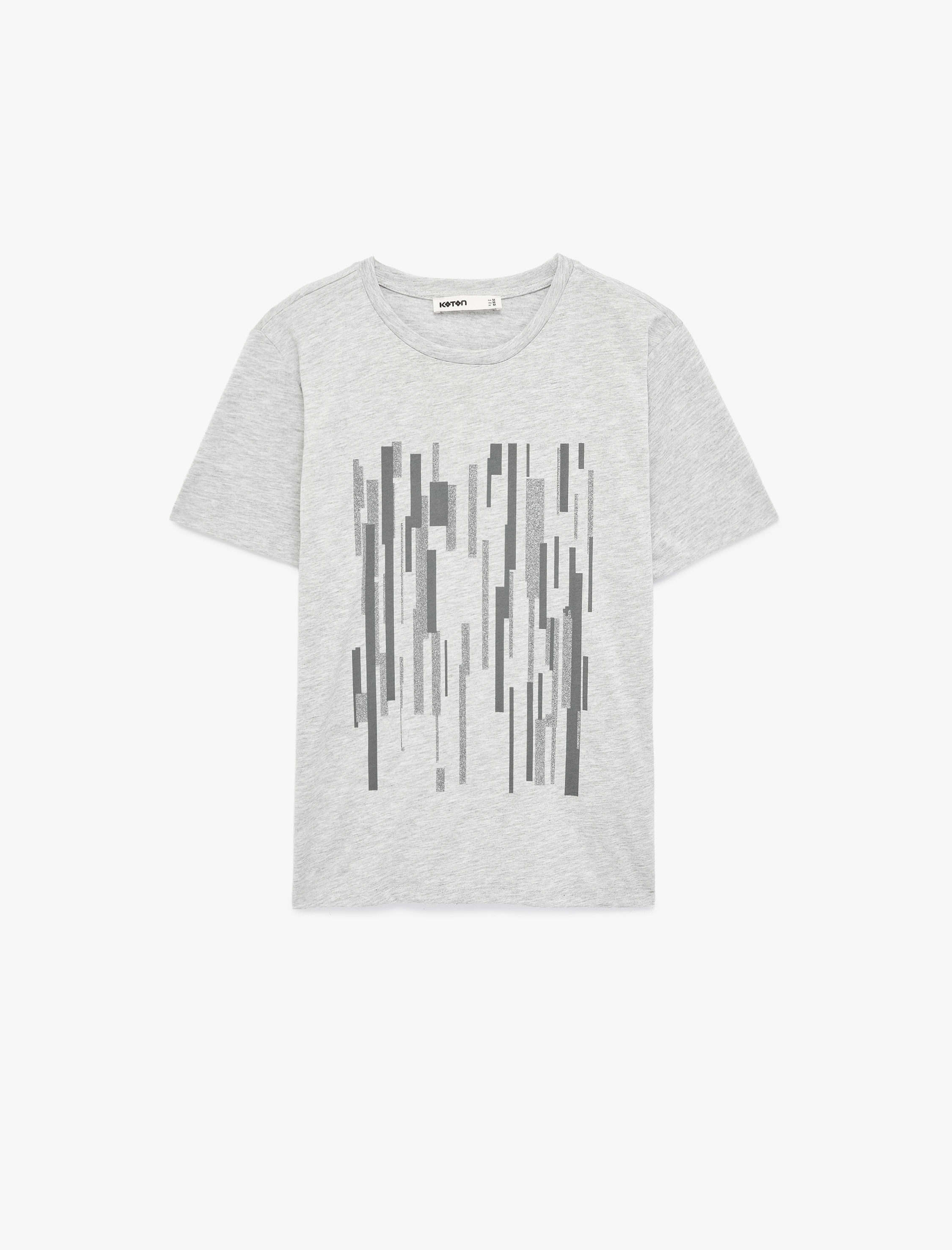   Kısa Kollu Bisiklet Yaka Baskılı Tişört