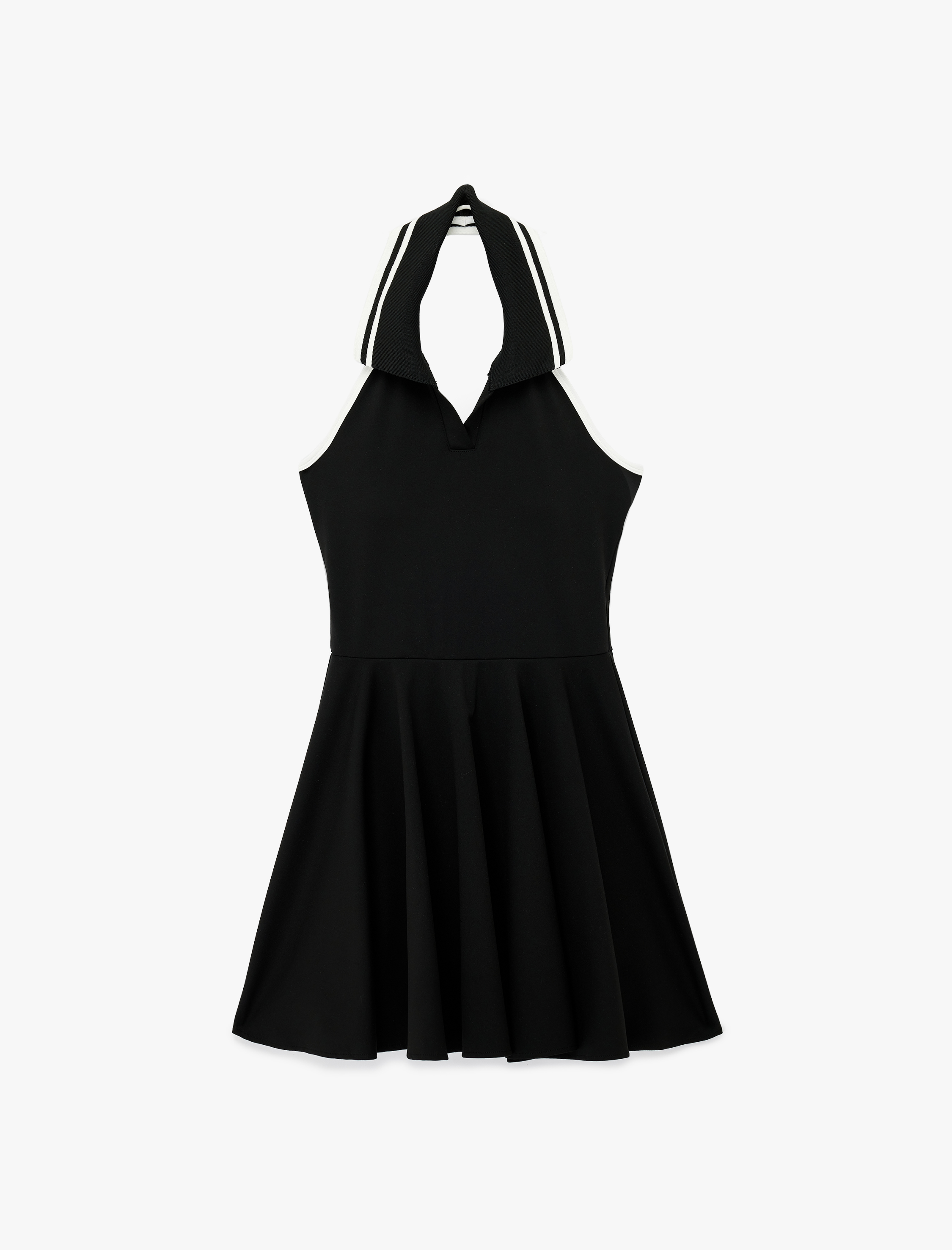   Pileli Kolsuz Slim Fit Polo Yaka Elbise