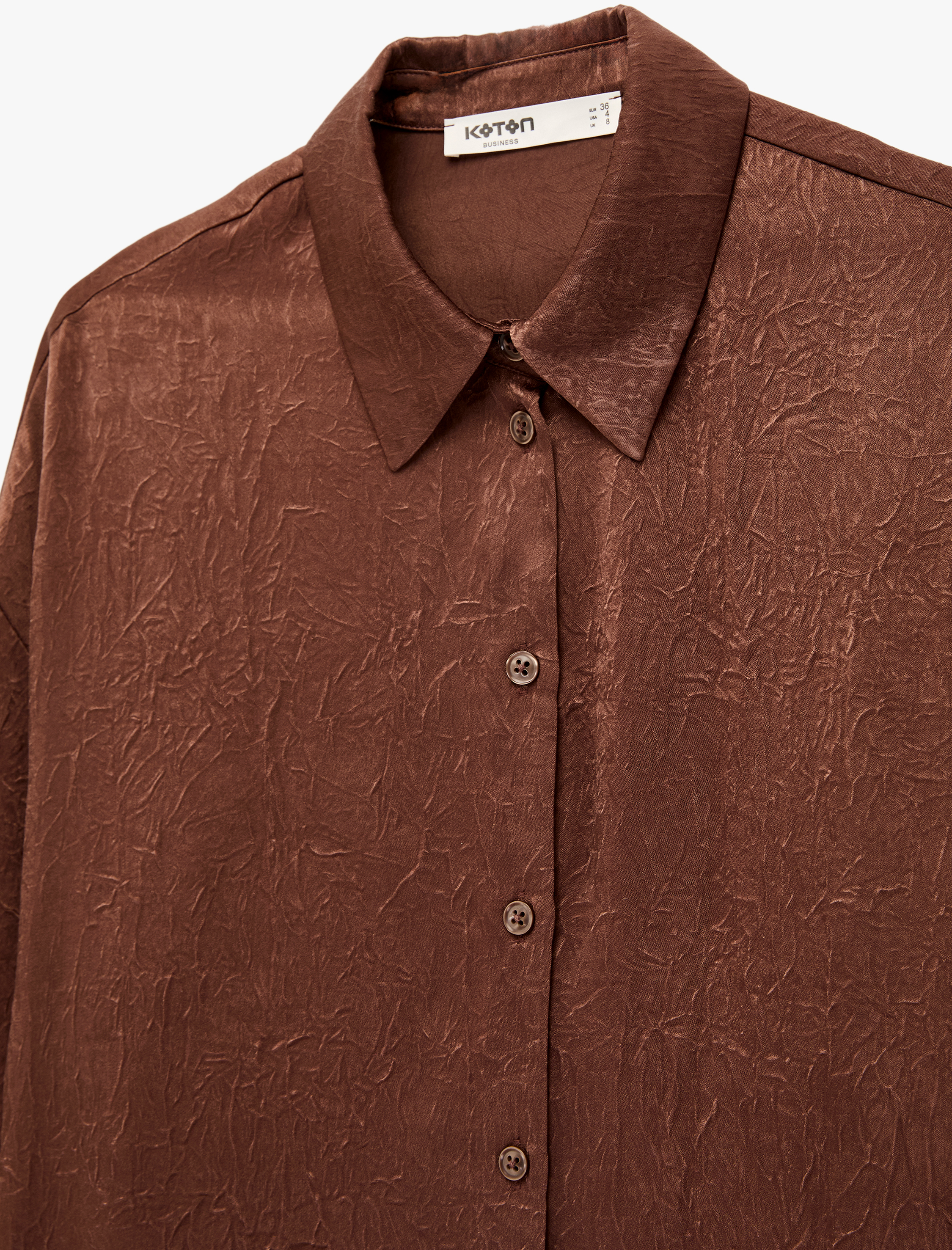   Rahat Kalıp Düğmeli Uzun Kollu Klasik Yaka Saten Gömlek